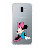 Samsung Galaxy J6 Plus  Köşe Korumalı Antişok Kapak Minnie Mouse Tasarımlı Şeffaf  Kılıf