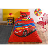 Disney Cars Race Track Standart Pamuk Nevresim Takımı, Kırmızı, Tek Kişilik