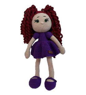 Amigurumi Organik Oyuncak-Uyku Arkadaşı -Örme Mor Bebek
