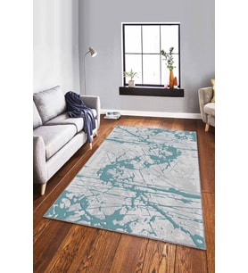 Turkuaz Vintage Kaymaz Taban Makinede Yıkanabilir Halı EF007 - 100 x 160 cm