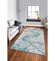 Turkuaz Vintage Kaymaz Taban Makinede Yıkanabilir Halı EF007 - 100 x 160 cm