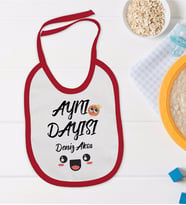 BK Kids Kişiye Özel Aynı Dayısı Tasarımlı Kırmızı Bebek Mama Önlüğü-1