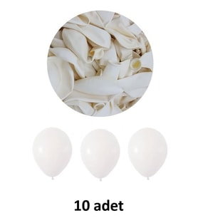 Beyaz Balon 12" - 30 cm Lateks Beyaz Balon 10'lu Paket