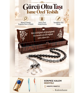 İsme Özel Oltu Taşı Tesbih Ahşap Kutulu