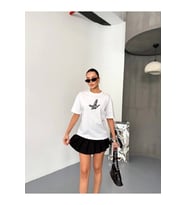 Kısa Kol Baskılı T-shirt - Beyaz