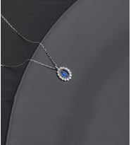 925 Ayar Gümüş Oval Safir Model Kolye