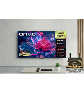 ONVO 50” Google TV QLED Duvar Askı Aparatı HEDİYELİ
