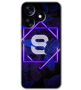 Tecno Spark 10C Kılıf HD Desen Baskılı Kılıf - Dark Neon Yaprak S Harfi