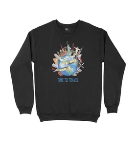 Seyahat Zamanı Siyah Sweatshirt
