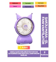 Sessiz 2 Kademeli Hafif Kablosuz 1200mAh Pervaneli Taşınabilir Usb Şarjlı Masa El Fanı Vantilatör