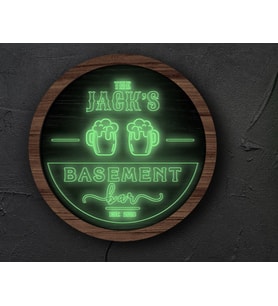 BK Gift Kişiye Özel Led Işıklı Yuvarlak Bar Tabelası, Işıklı Tabela, Bar Dekorasyonu, Duvar Dekoru, Home Bar Tabela-10
