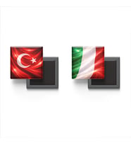 Buzdolap Magnetleri - İtalya Bayrağı ve Türk Bayrağı - 2'li Set Magneti