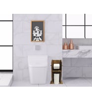 BK Home Doğal Masif Ahşap Tuvalet Kağıtlığı ve Dekoratif Retro Ahşap Tablo Seti-4 (Beyaz)