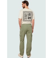 Kadın Unisex Regular Fit Kargo Pantolon Pamuk Gabardin Kumaş Günlük Kullanım Modern Tasarım (Açık Haki)