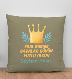 BK Gift Kişiye Özel İsimli Babalar Günü Tasarımlı Gri Kırlent Yastık-6, Babaya Hediye, Ev Dekorasyonu, Babalar Günü Hediyesi