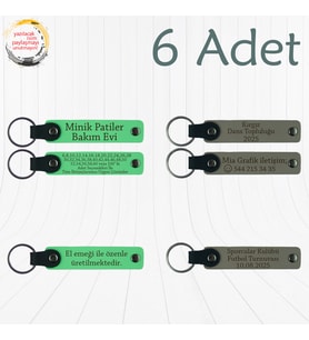 Fıstık Yeşili & Kül Gri, Doğum Günü Partilerine Anlamlı Anı, 6’lı Set, İsim Yazılabilen Anahtarlık