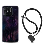 Xiaomi Redmi Note 7 8 9 Pro 10 2022 10 Pro 10S Kılıf Boyun Askılı Silikon Black Purple Wolf 1791