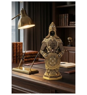 Allah & Muhammed (S.A.V) Zırhlı Cevşen Ayetli Asker Figürlü Taşlı Biblo Taş İşlemeli GOLD Biblo 23CM (Çok Renkli)