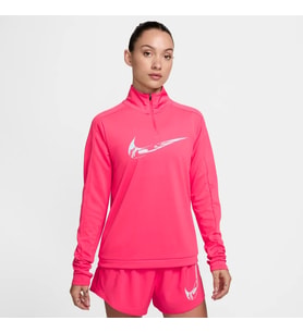 Swoosh Dri-FIT 1/4-Zip Running Mid Layer Pembe Kadın Çeyrek Fermuar Antreman Üstü