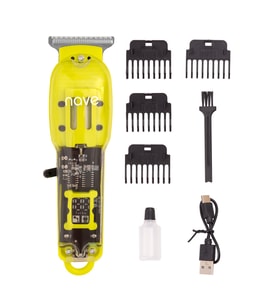 Nave Bq-06 Sarı T Bıçaklı Şarjlı Tıraş Makinesi Led Ekranlı, Profesyonel Sakal Ve Saç Kesim