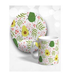 Avokado Oval Bilek Destekli Mouse Pad Ve Kupa Bardak Seti