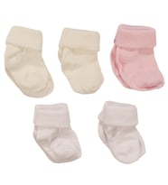Beyaz Pembe Ekru 5'li Çorap Set 0-6 Ay (Standart)