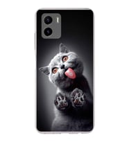 PrintiFy Vivo Y15s ile Uyumlu 1mm Slim Fit Kedi 2 050c Baskılı Şeffaf  Kılıf