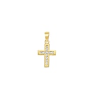 Taşlı Altın Küçük Cross Kolye Ucu