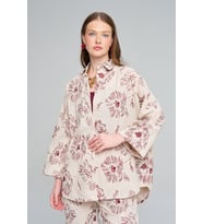 Kadın Büyük Çiçek Nakışlı Payet İşlemeli Oversize Gömlek
