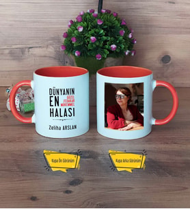 Halaya Hediye Kupa Bardak Turuncu Fotoğraflı Halaya Doğum Günü Hediyesi