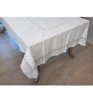 Keten Nakışlı Ajürlü 170x275cm Masa Örtüsü