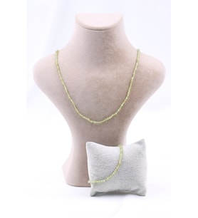 Zebercet Peridot Taşı Doğal Taş Kolye Bileklik Seti Fasetli Kesim 2-3 mm
