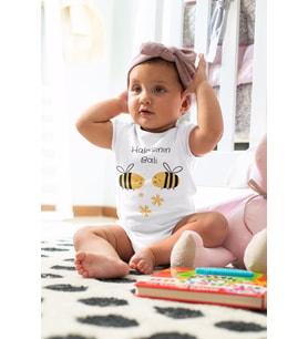 Halasının Balı Desenli Kısa Kol Unisex Body