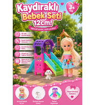 Kaydıraklı Mini Bebek Seti 12 cm Sevimli Köpek Figürlü Kız Çocuk Evcilik Oyunu