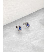 Else Silver Yeşil Oval Taşlı Gümüş Küpe (Mavi)