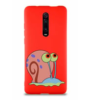 Xiaomi Mi 9T Pro Soft Premier Kapak Salyangoz Gary Tasarımlı Silikon Kılıf - Kırmızı (Şeffaf)