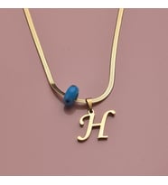 H Harfli Sarı Kadın Çelik Kolye Takı Hediyelik Aksesuar