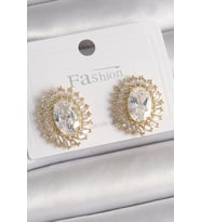 Pirinç Gold Renk Zirkon Taşlı Kadın Küpe 5886 - GLST9387-7782