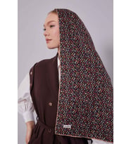 Mini Yazı Detayi Twill İpek Eşarp-0926 (Siyah)