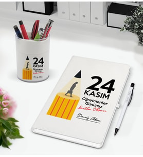 BK Gift Kişiye Özel İsimli Öğretmenler Günü Tasarımlı Defter Kalem ve Kalemlik Hediye Seti, Öğretmene Hediye, Öğretmenler Günü - 7