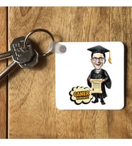 Kişiye Özel Mezun Öğrenciye Hediye Karikatürlü Anahtarlık