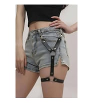 Tek Bacak Deri Jartiyer Harness (Siyah)