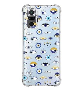 PrintiFy Xiaomi Redmi Note 10 Pro Uyumlu Nazar Boncuğu 2 Baskılı Şeffaf Köşe Korumalı Antişok Kılıf