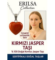Sertifikalı Kalp Model Kırmızı Jasper Kolye – Güç, Kararlılık ve Köklenme Taşı (Çok Renkli)