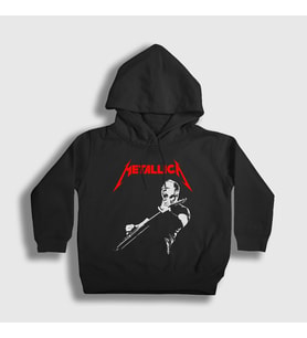 Presmono Unisex Çocuk Siyah Guitar James Hetfield Metallica Kapüşonlu Sweatshirt 435160tt