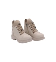 Mergenshoes S110 Bej Cilt Bağcıklı Kadın Kışlık Bot
