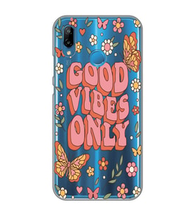 Huawei P20 Lite Uyumlu Good Vibes Only Desenli Şeffaf Telefon Kılıfı