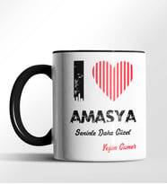 Kişiye Özel Amasya Seninle Daha Güzel Tema Siyah Renk Kupa (Siyah)