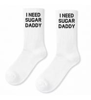 I NEED SUGAR DADDY yazılı Beyaz tenis çorap