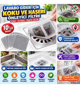 Mey İthalat® 10'lu Banyo ve Mutfak Lavabo Koku Önleyici ve Haşere Böcek Önleyici Gider Filtresi